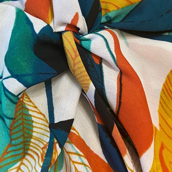 Worthington Women PXL Top Tropical Leaf Bold Print Short Sleeve Business Travel - Picture 6 of 11